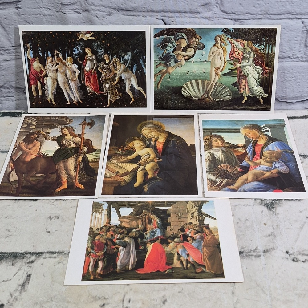 Set of 6 Vtg Postcards: Sandro Botticelli's renowned Renaissance paintings